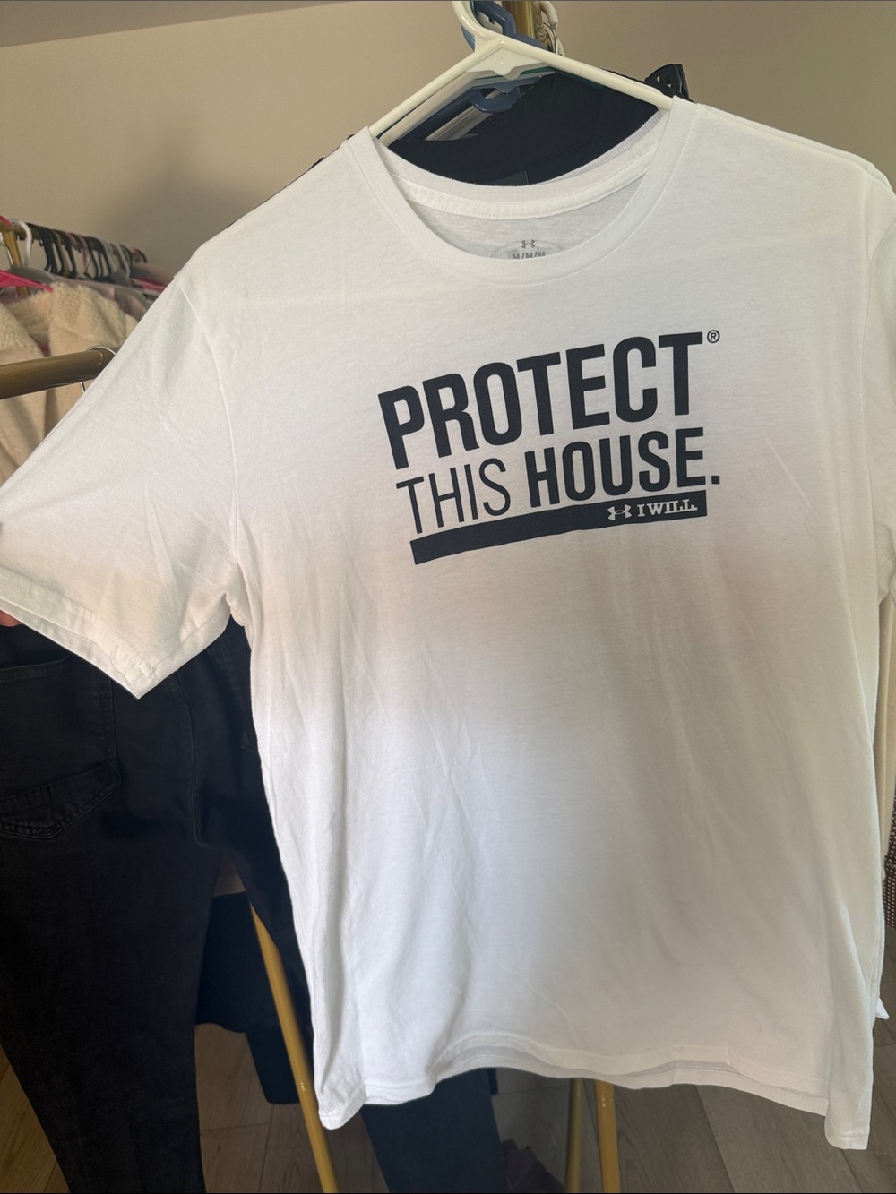 Under Armour White Tee  "Protect This House" Graphic